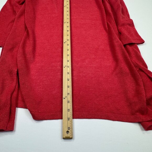 J Jill Lined Blend Open Front Longline Cardigan Red Size L Coastal Sweater - Picture 8 of 8